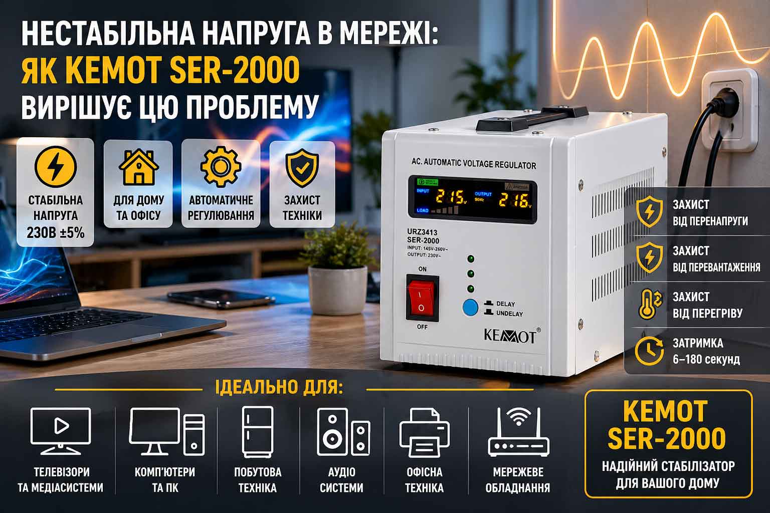 Нестабільна напруга в мережі: як Kemot SER-2000 вирішує цю проблему