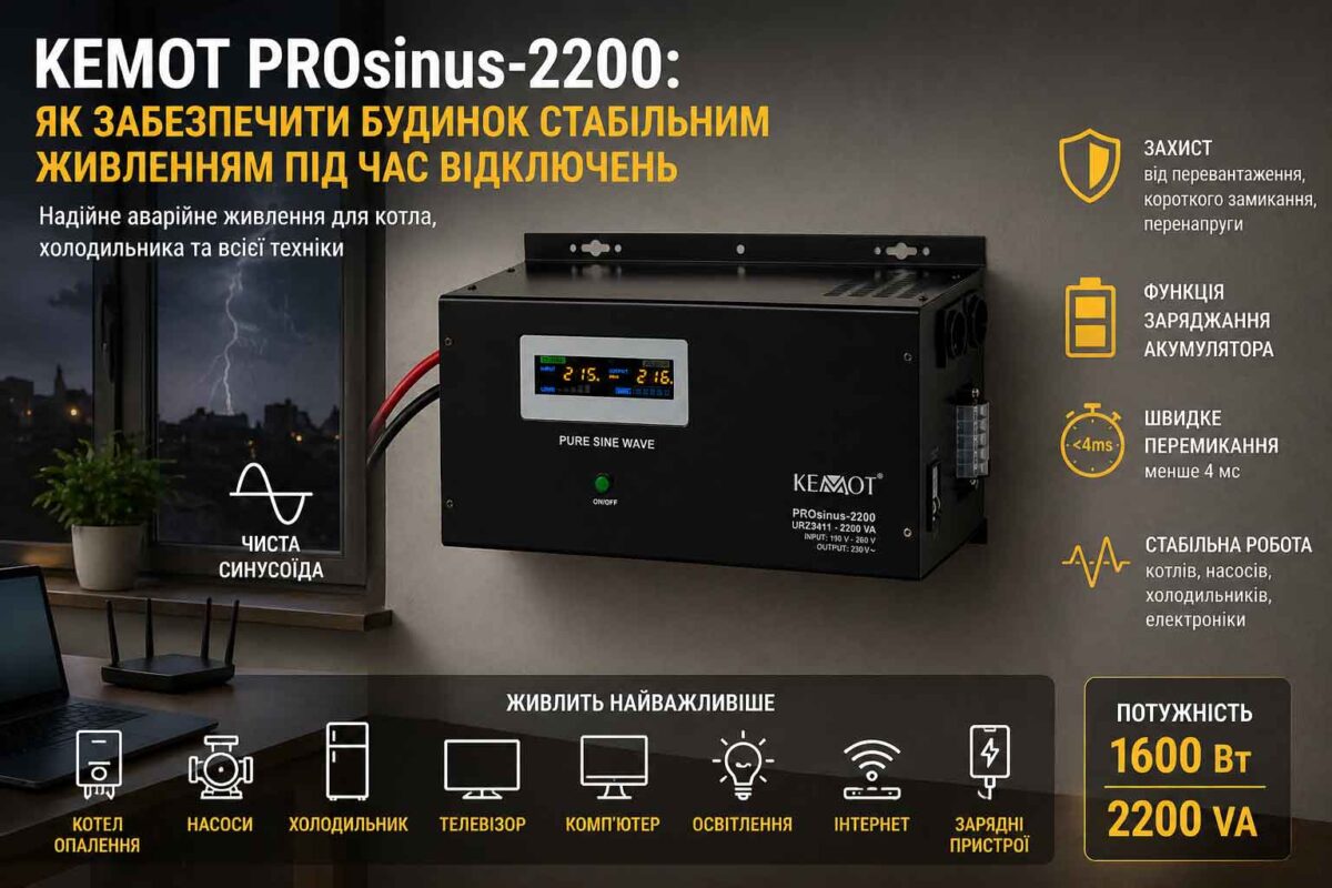 Kemot PROsinus-2200: як забезпечити будинок стабільним живленням під час відключень