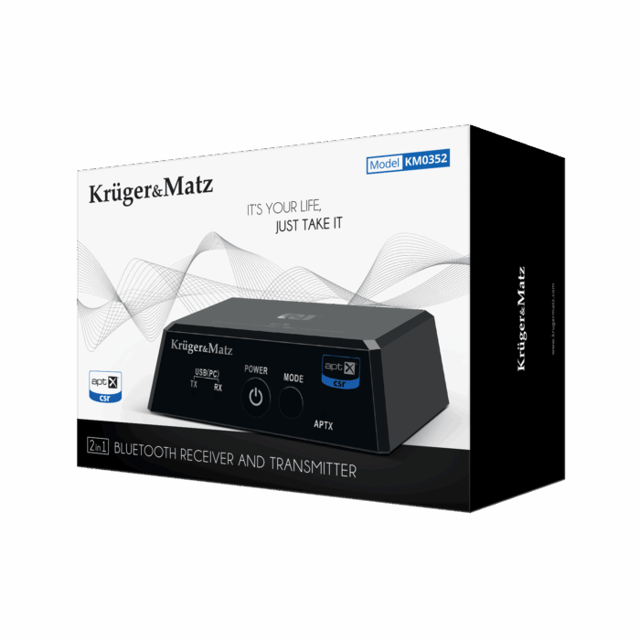 2-в-1 Krüger&matz KM0352 Bluetooth HiFi аудіоприймач та передавач (Apt-X, NFC) модель BT-1 - Зображення 4