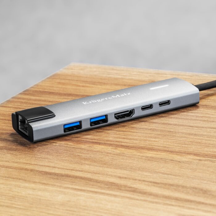 Адаптер (концентратор) USB типу C на HDMI/2x Krüger&matz KM0391 USB 3.0/2x USB типу C/RJ45 - Зображення 6