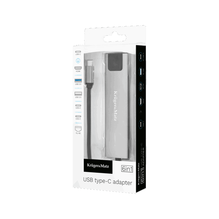 Адаптер (концентратор) USB типу C на HDMI/2x Krüger&matz KM0391 USB 3.0/2x USB типу C/RJ45 - Зображення 4