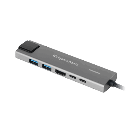 Адаптер (концентратор) USB типу C на HDMI/2x Krüger&matz KM0391 USB 3.0/2x USB типу C/RJ45