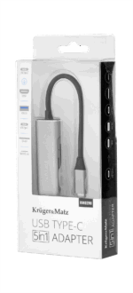 Адаптер (концентратор) USB типу C на порт HDMI/USB 3.0/SD/MicroSD/C Krüger&matz KM0390 - Зображення 4