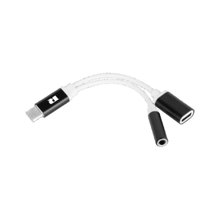 Адаптер USB Type-C - роз'єм Jack 3.5 + стереороз'єм USB Type-C 15 см Rebel RB-6006-015-B