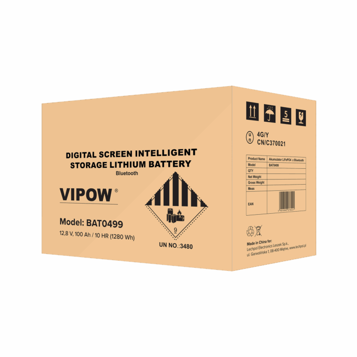 Акумулятор LiFePO4 Vipow BAT0499 100Ah BMS Bluetooth - Зображення 4