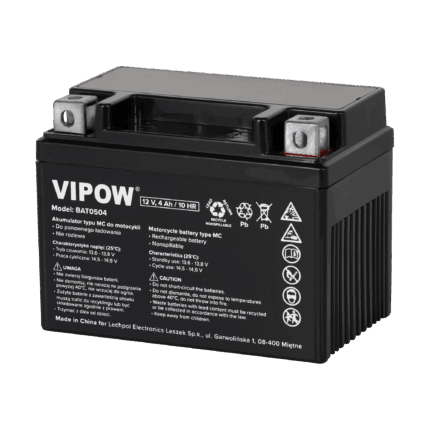 Акумулятор Vipow BAT0504 типу MC для мотоциклів 12V 4Ah