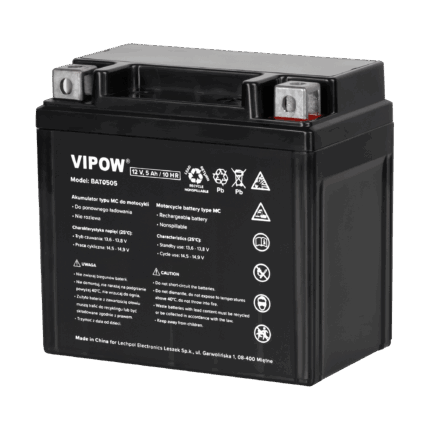 Акумулятор Vipow BAT0505 типу MC для мотоциклів 12V 5Ah