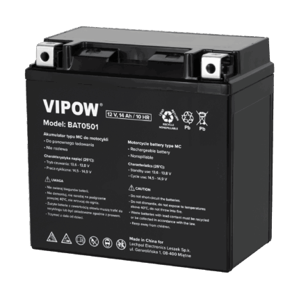 Акумулятор Vipow BAT0501 типу MC для мотоциклів 12V 14Ah