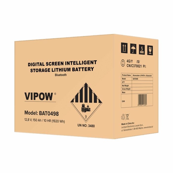 Гелевий акумулятор LiFePO4 Vipow BAT0498 Bluetooth 150Ah BMS - Зображення 5