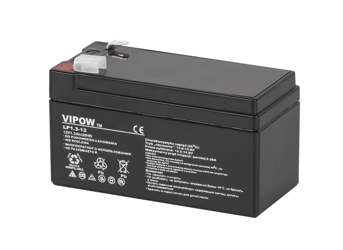Гелевий акумулятор VIPOW 12V 1.3Ah Гелевий акумулятор Vipow BAT0213 12V 1.3Ah