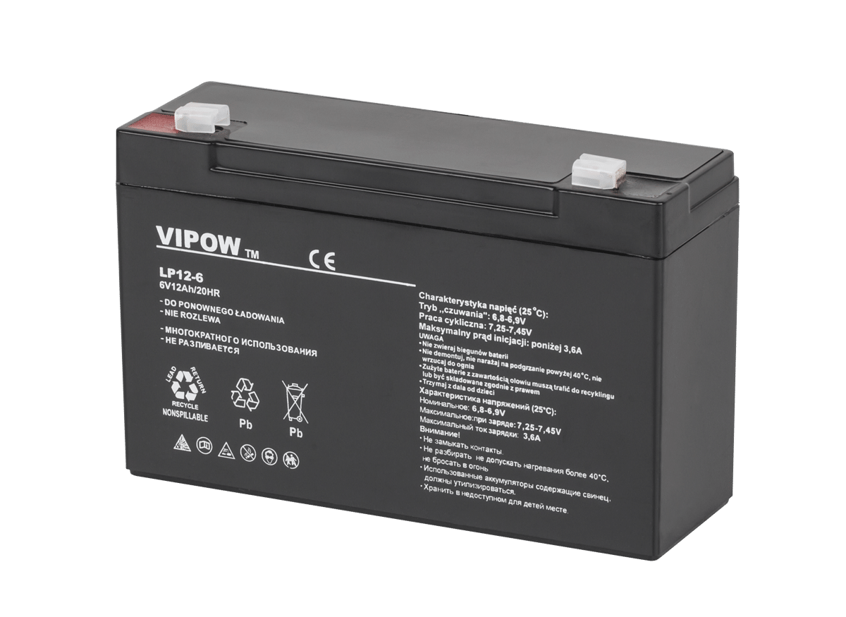 Гелевий акумулятор VIPOW 6V 12Ah Гелевий акумулятор Vipow BAT0201 6V 12Ah
