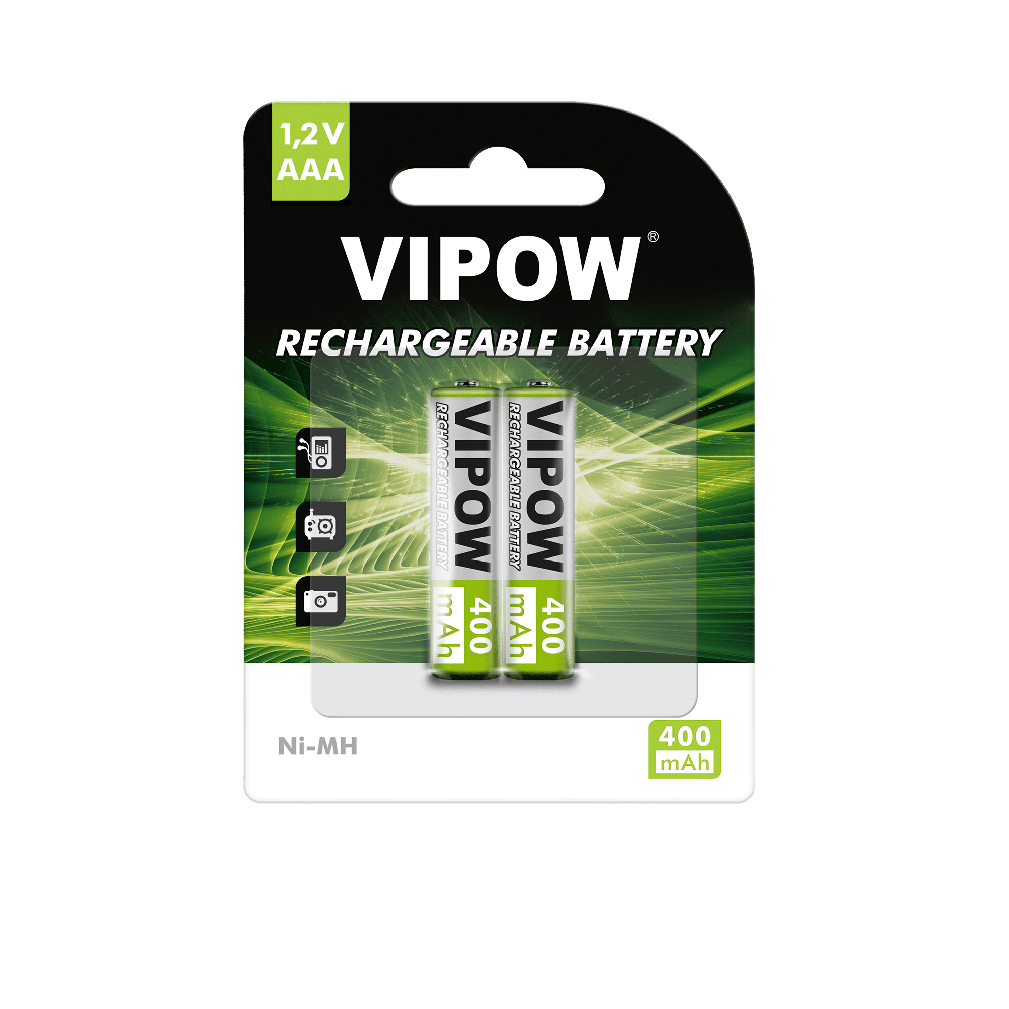 VIPOW R03 400 мАг Ni-MH акумулятори 2 шт./коробка Vipow BAT2008 R03 400 мАг Ni-MH акумулятори 2 шт./коробка