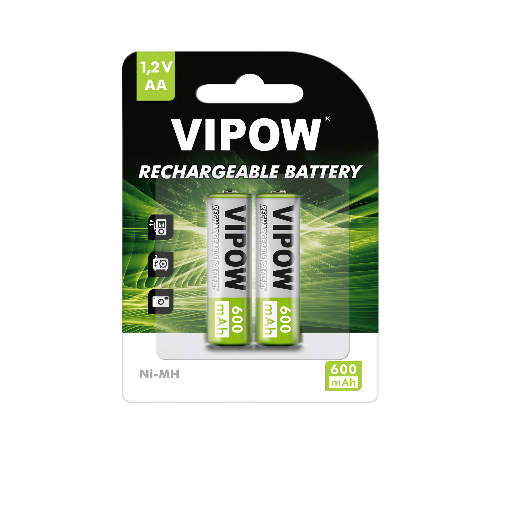 VIPOW R06 600 мАг Ni-MH акумулятори 2 шт./коробка Vipow BAT2009 R06 600 мАг Ni-MH акумулятори 2 шт./коробка