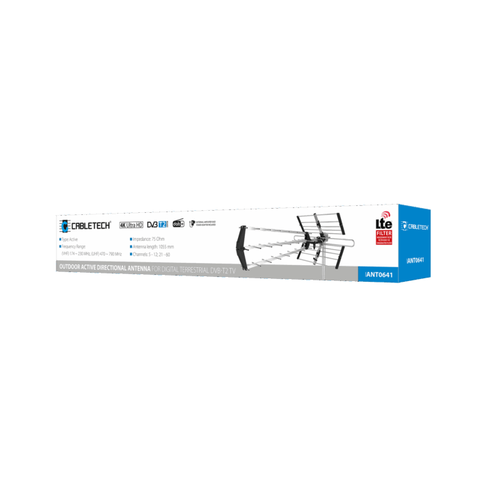 Активна спрямована антена для цифрового ефірного телебачення DVB-T2 Cabletech ANT0641 - Зображення 6