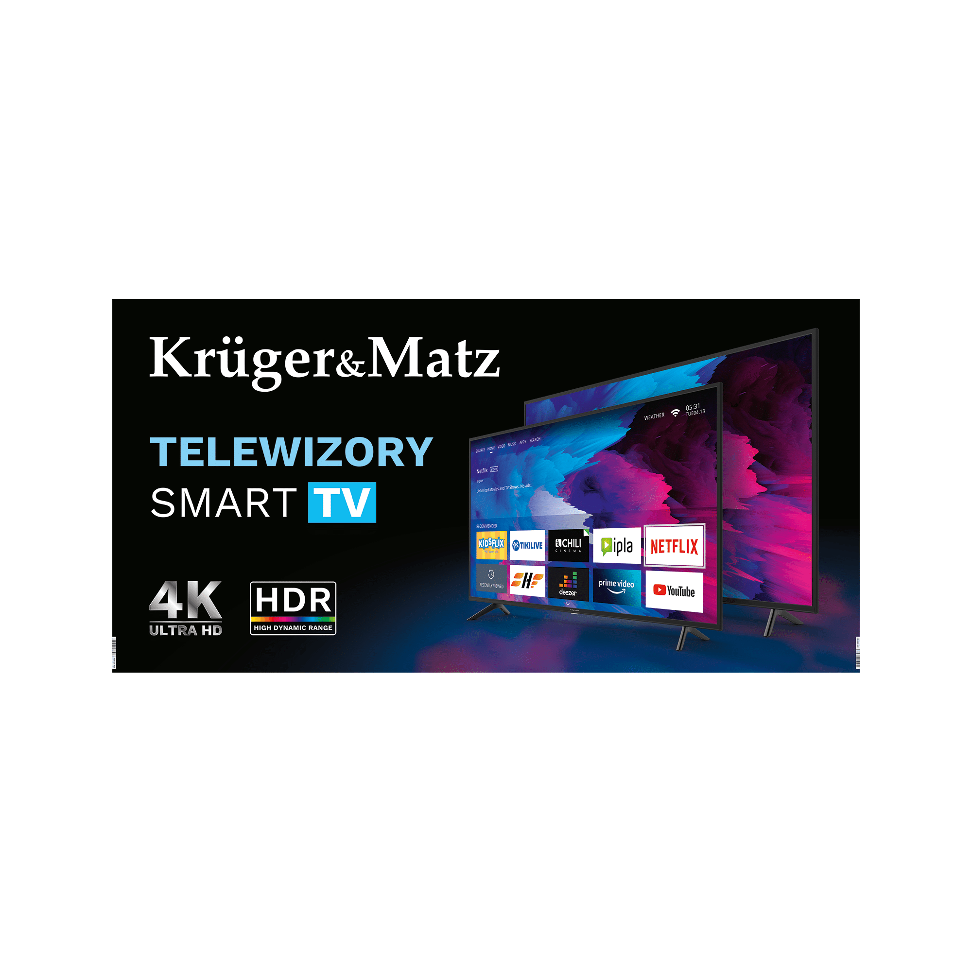 Банер Kruger&Matz - Smart TV (200 x 100 см) Банер Krüger&matz MR-KM-107 Smart TV (200 x 100 см)