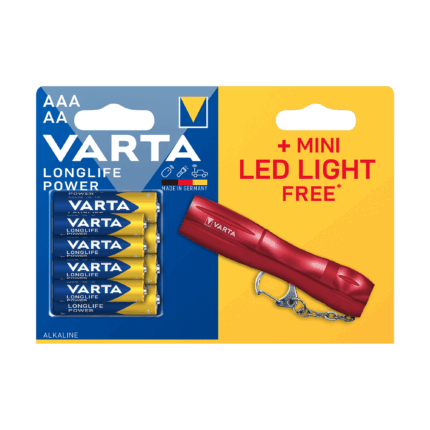 Батарейки Varta BAT0298 Longlife Power LR03/LR06 x4 шт. + міні-ліхтарик зі світлодіодним підсвічуванням