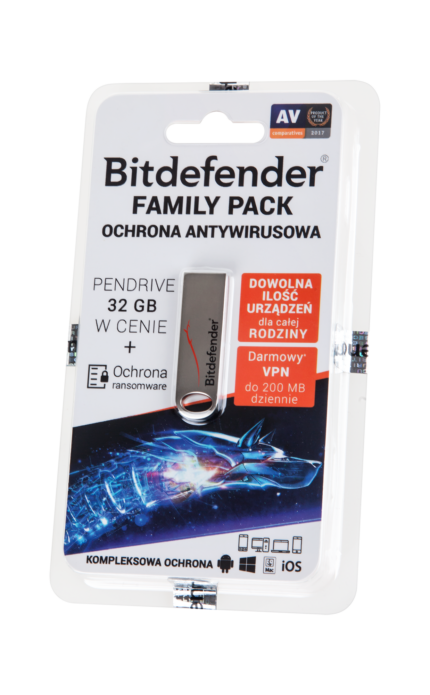 Сімейний пакет BDFP-NP-1Y-NL Bitdefender на 1 рік + флешка на 32 ГБ