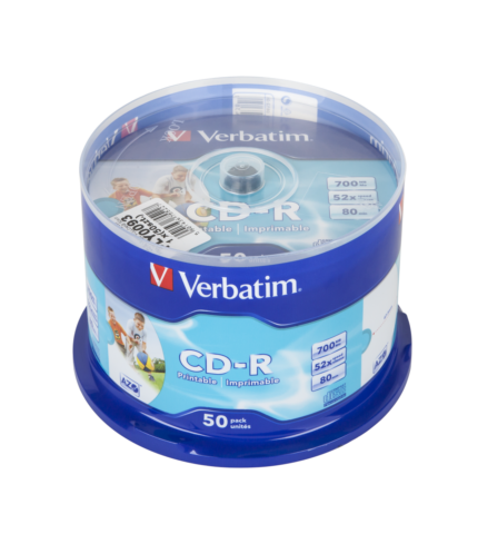 CD-R Verbatim PLY0093 700 МБ 52x ДЛЯ ДРУКУ AZO FULLCAKE 50 шт.