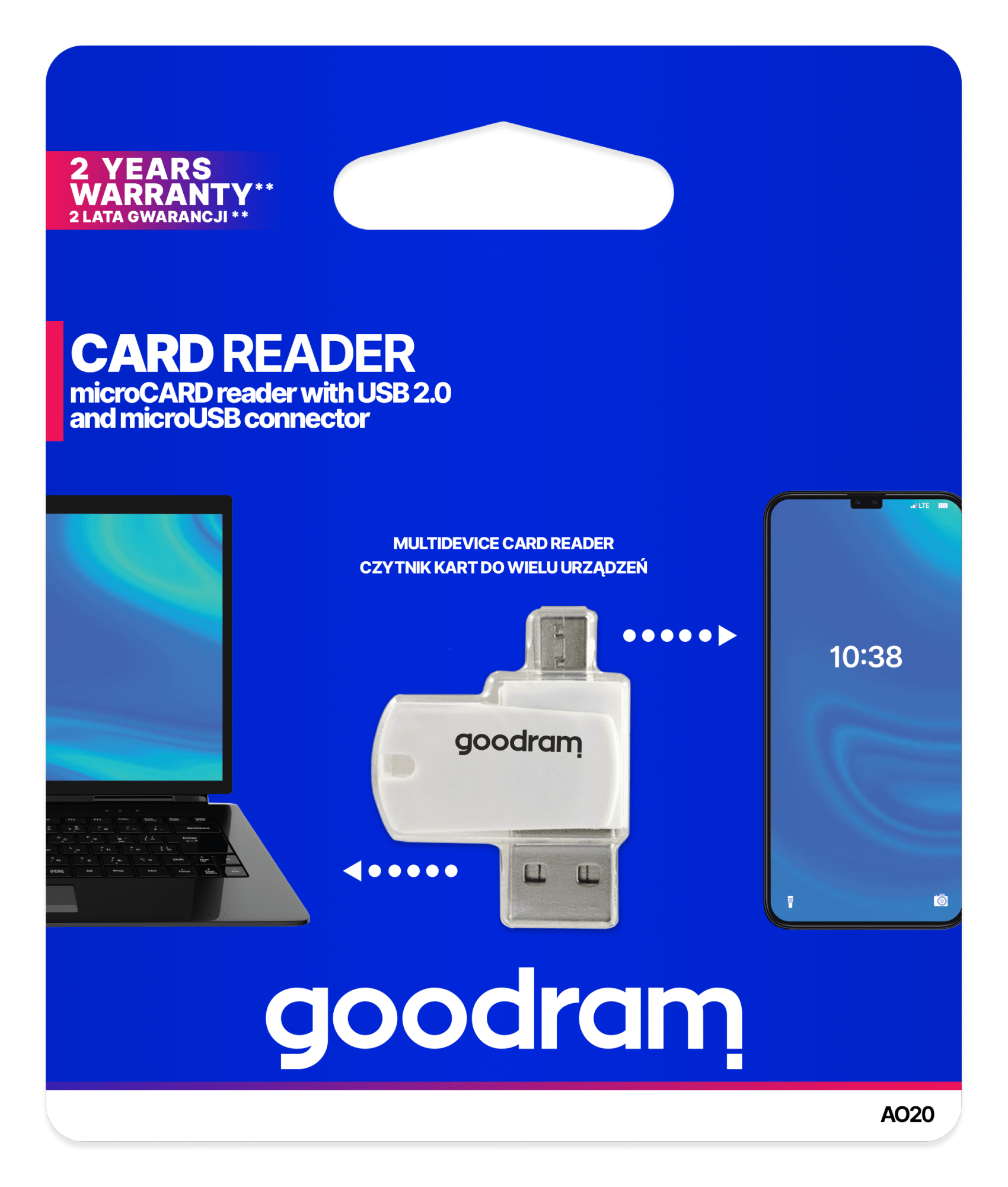 Зчитувач карт пам'яті Goodram MicroSD OTG Зчитувач карт пам'яті Goodram TGD-AO20MW01R11 MicroSD OTG