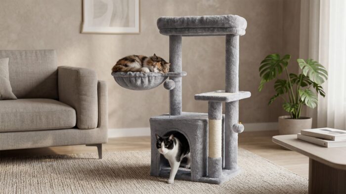 Когтеточка для котів 40x30x80 см, сіра, Rebel RA-1003 ANIMALS - Зображення 5