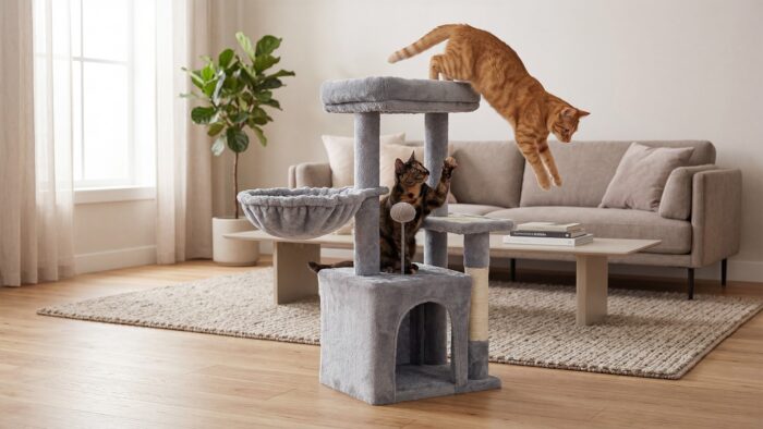 Когтеточка для котів 40x30x80 см, сіра, Rebel RA-1003 ANIMALS - Зображення 6