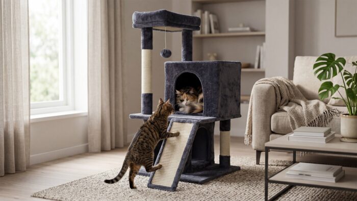 Когтеточка для котів 49x46x91 см, темно-сіра, Rebel RA-1005 ANIMALS - Зображення 7