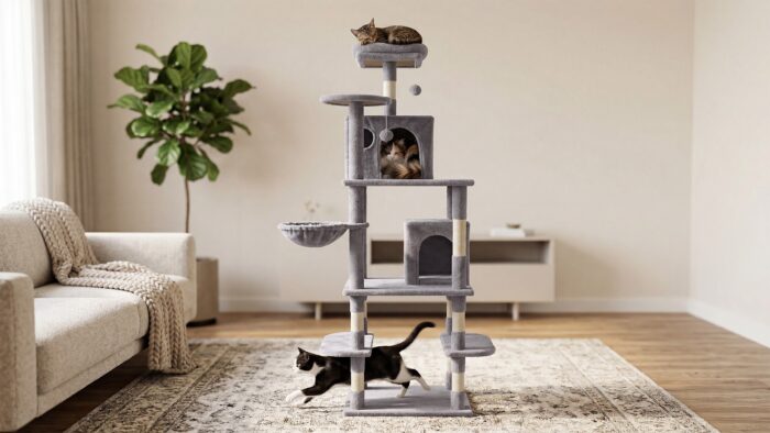 Когтеточка для котів 60x49x173 см, сіра, Rebel RA-1009 ANIMALS - Зображення 6
