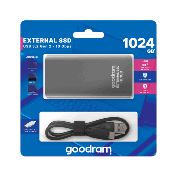 Твердотільний накопичувач Goodram TGD-SSDPRHL10001T HL100 1 ТБ, USB 3.2 - Зображення 6
