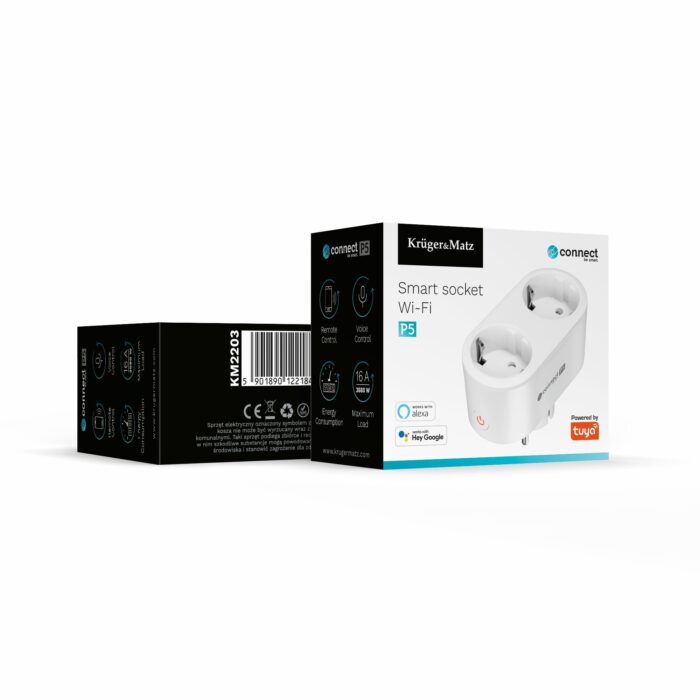 Подвійна WiFi-розетка Krüger&matz KM2203 Connect P5 Tuya - Зображення 8