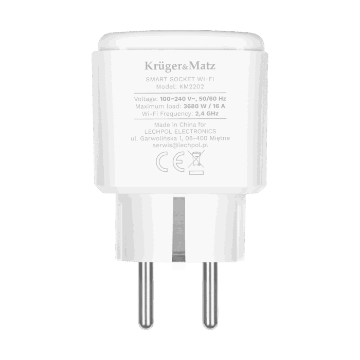 Розетка Krüger&matz KM2202-W Connect P4 White Tuya Wi-Fi - Зображення 5