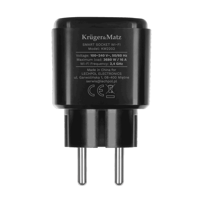 Розетка Kruger&Matz Connect P4 KM2202-B Black Tuya Wi-Fi - Зображення 5