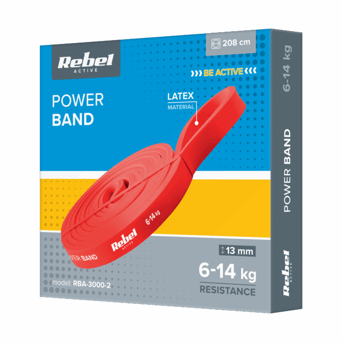 Латексна стрічка для вправ - Power Band PL-2, червона 6-14 кг Rebel RBA-3000-2 ACTIVE - Зображення 3