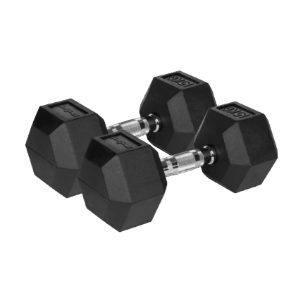 Гантелі HEX ​​2x15 кг з гумовим покриттям