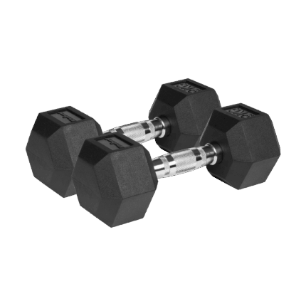 Гантелі HEX ​​2x9 кг з гумовим покриттям з чавуну Rebel RBA-2325-09 ACTIVE