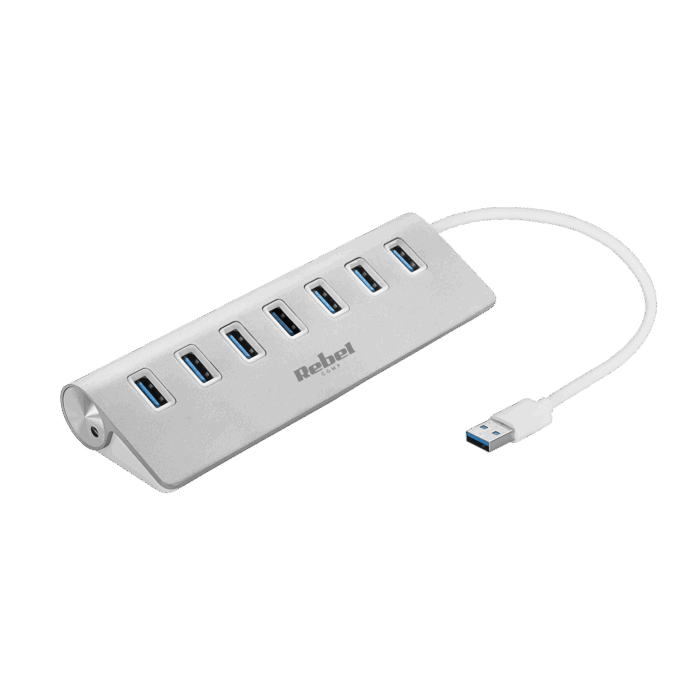 7-портовий USB 3.0 концентратор (розгалужувач) Rebel KOM1091 - Зображення 3