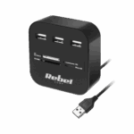3-портовий Rebel KOM1020 USB 2.0 концентратор зі зчитувачем карт пам'яті - Зображення 2