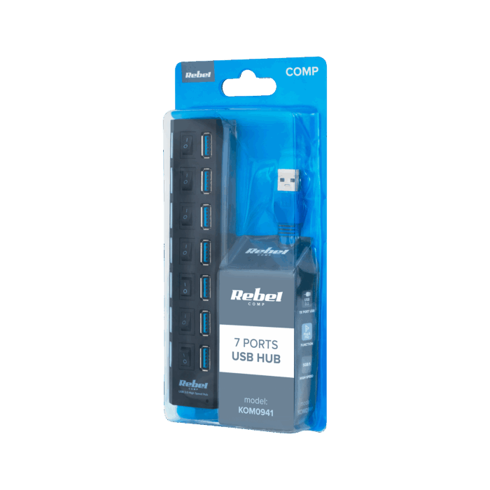 7-портовий USB 3.0 концентратор Rebel KOM0941 - Зображення 4