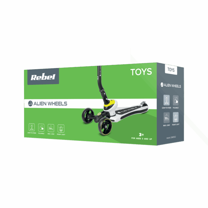 Триколісний самокат Rebel ZAB0122G ALIEN WHEELS GREEN - Зображення 7