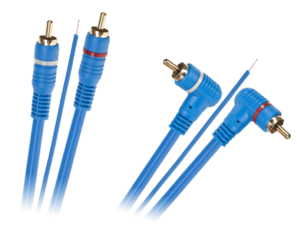 Кабель 2 x RCA - KPO2668-5 2 x RCA + провід 5 м кутовий - прямий