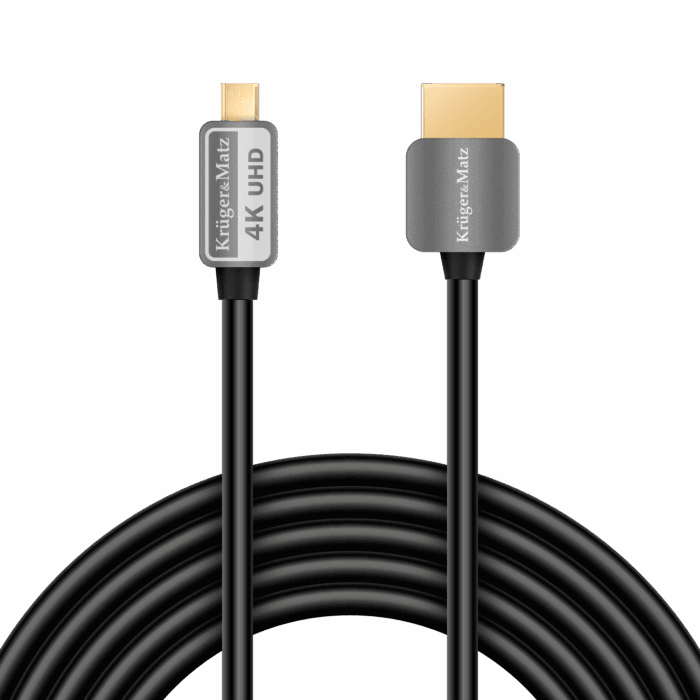 HDMI - Krüger&matz KM0328 micro HDMI кабель штекер-штекер (A-D) 3.0 м - Зображення 2