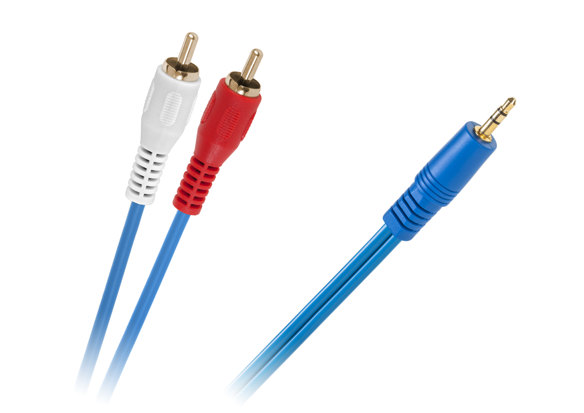 Кабель JACK 3.5-2 x RCA СИНІЙ 4 мм 3 м Кабель JACK 3.5-2 KPO2749-3 x RCA СИНІЙ 4 мм 3 м