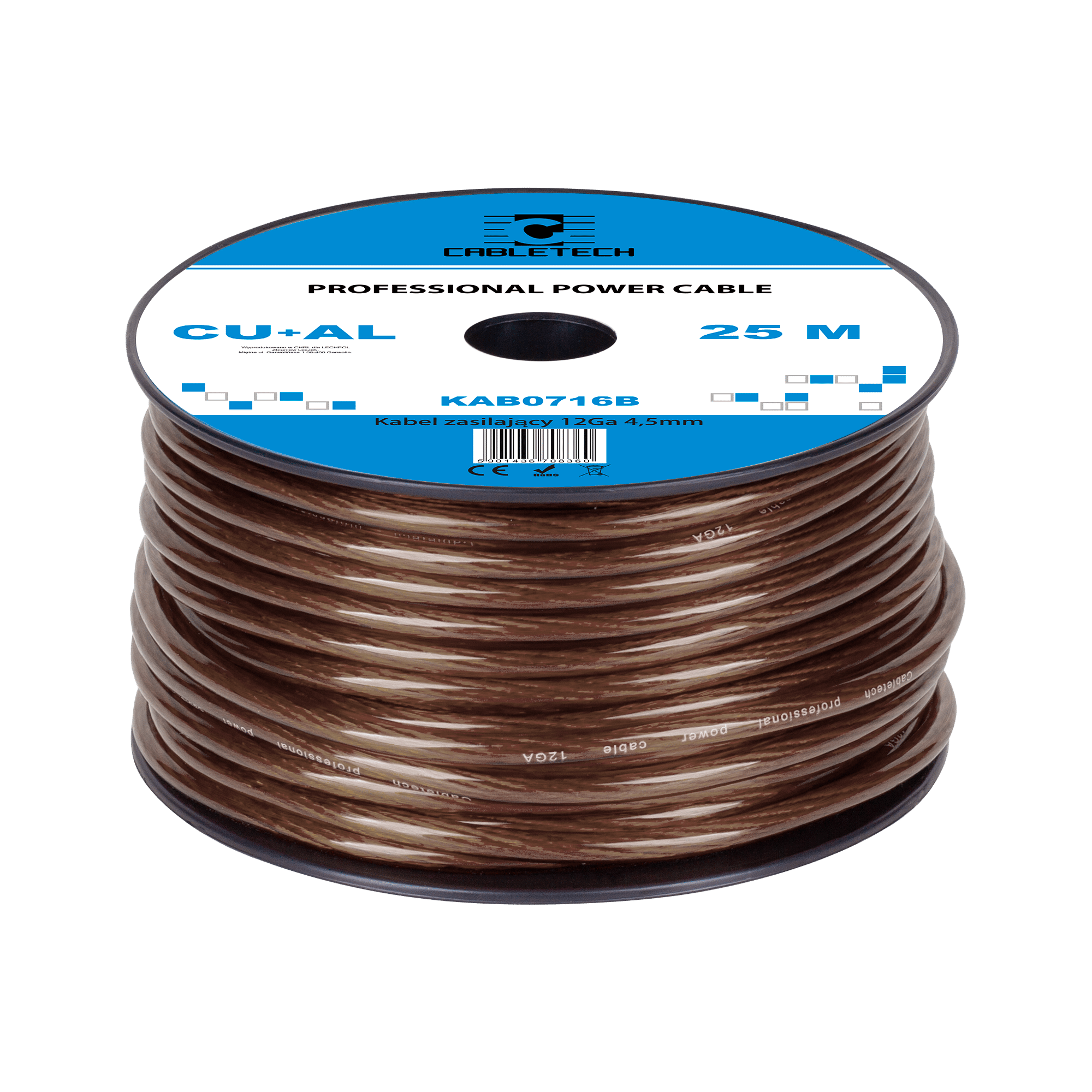 Автомобільний кабель 12Ga OD4.5mm CU+AL 25m Автомобільний кабель 12Ga Cabletech KAB0716B OD4.5mm CU+AL 25m