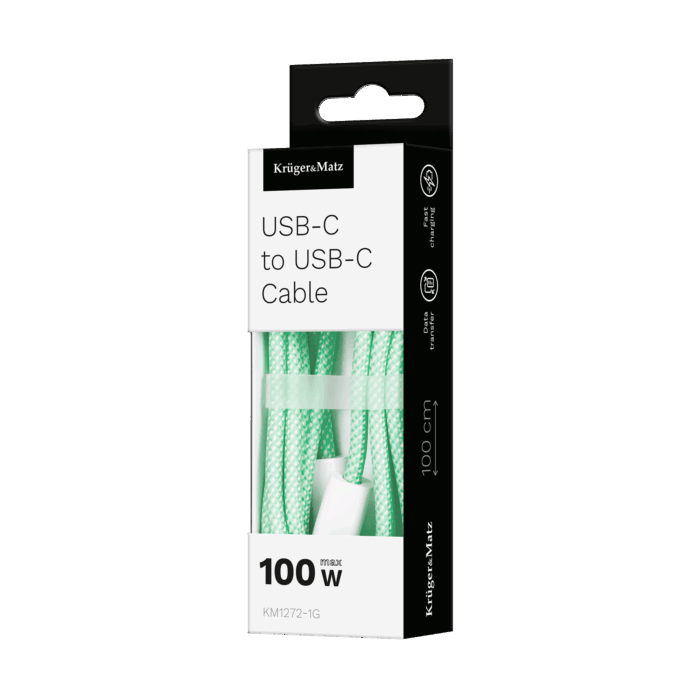 Кабель USB Type-C Krüger&matz KM1272-1G - USB Type-C 100 Вт 1 м зелений Basic - Зображення 4