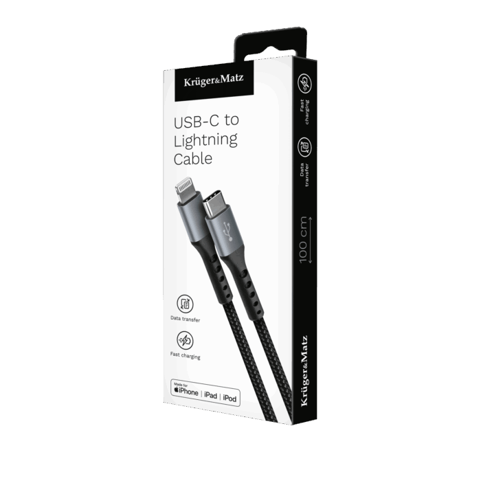 Кабель USB Type-C Krüger&matz KM1267 - Lightning C94 MFi 1 м - Зображення 3