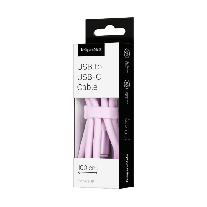 Кабель USB - Krüger&matz KM1268-1P USB Type-C 1 м, силіконовий рожевий Basic - Зображення 3