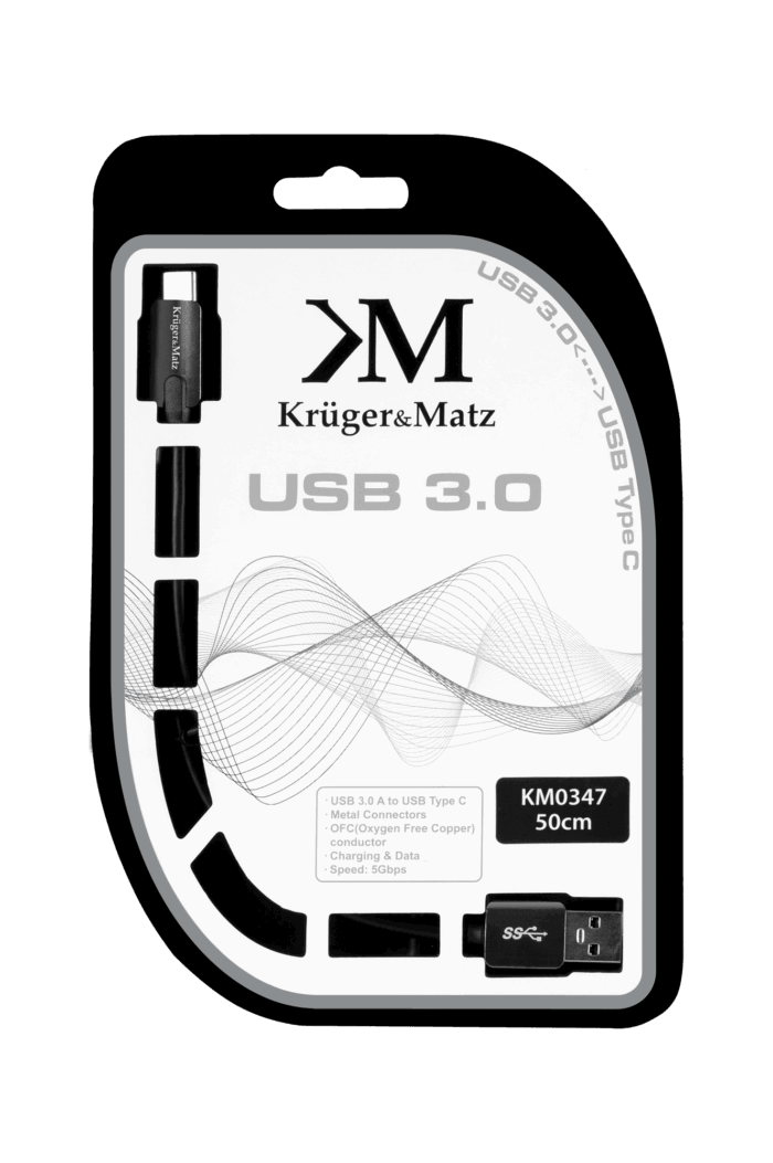 Кабель USB 3.0 - Krüger&matz KM0347 Type-C 5 Gbps 0.5 м - Зображення 3
