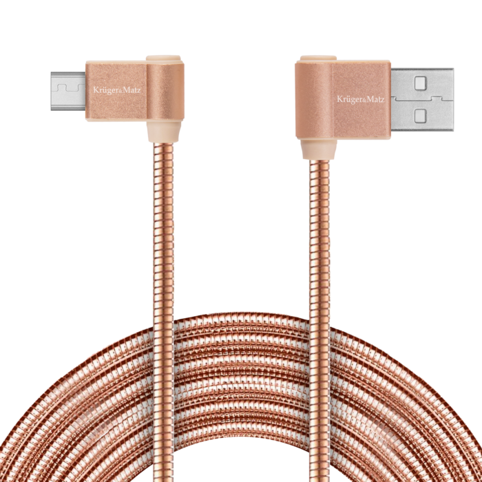 USB-кабель Krüger&matz KM0361 - кутовий штекер типу C 1 м 3A - Зображення 2