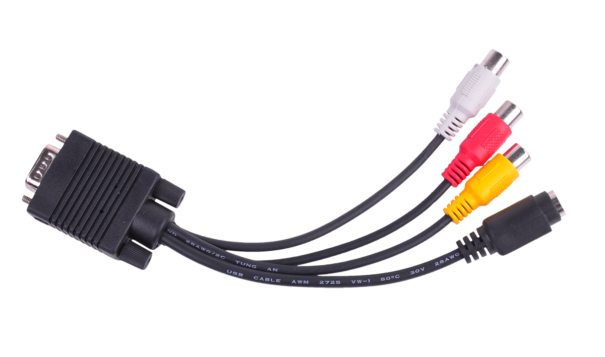 Штекерний кабель VGA / слот S-VIDEO+ 3x слот RCA Штекерний кабель VGA / слот S-VIDEO+ KPO3885 3x слот RCA
