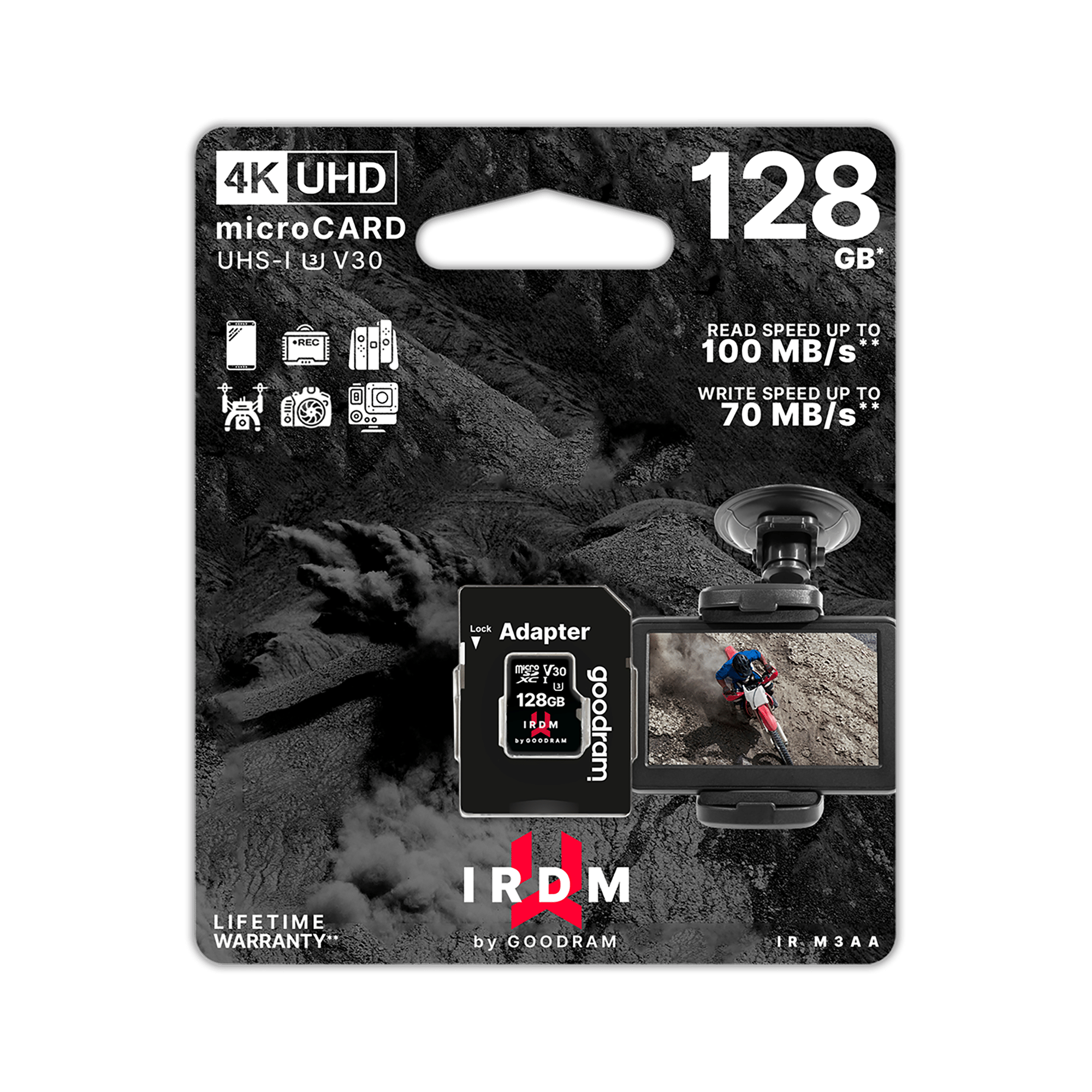 Карта пам'яті Goodram microSD 128 ГБ UHS-I U3 з адаптером Карта пам'яті Goodram TGD-IRM3AA1280R12 microSD 128 ГБ UHS-I U3 з адаптером