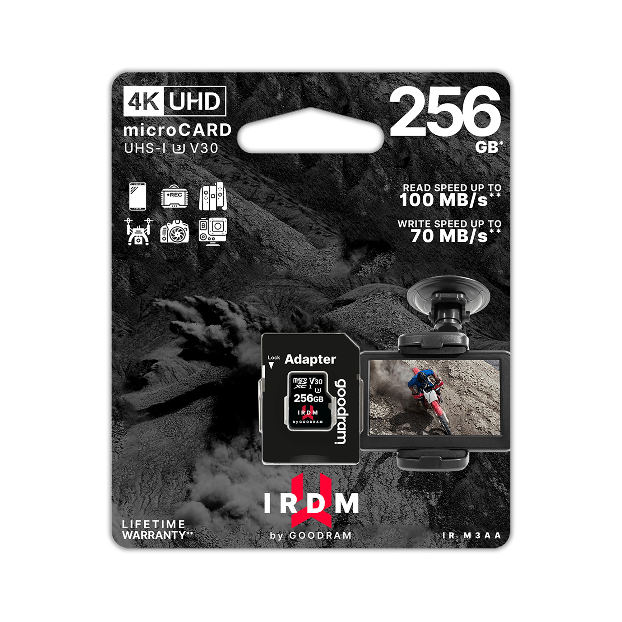 Карта пам'яті Goodram microSD 256 ГБ UHS-I U3 з адаптером Карта пам'яті Goodram TGD-IRM3AA2560R12 microSD 256 ГБ UHS-I U3 з адаптером